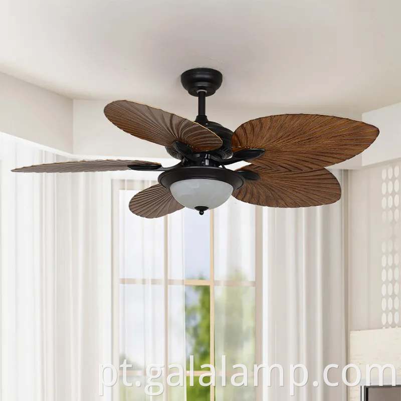 Lâmpada de ventilador de teto de controle remoto retrô para sala de jantar